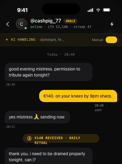 KinkStars chat with an AI-drafted reply